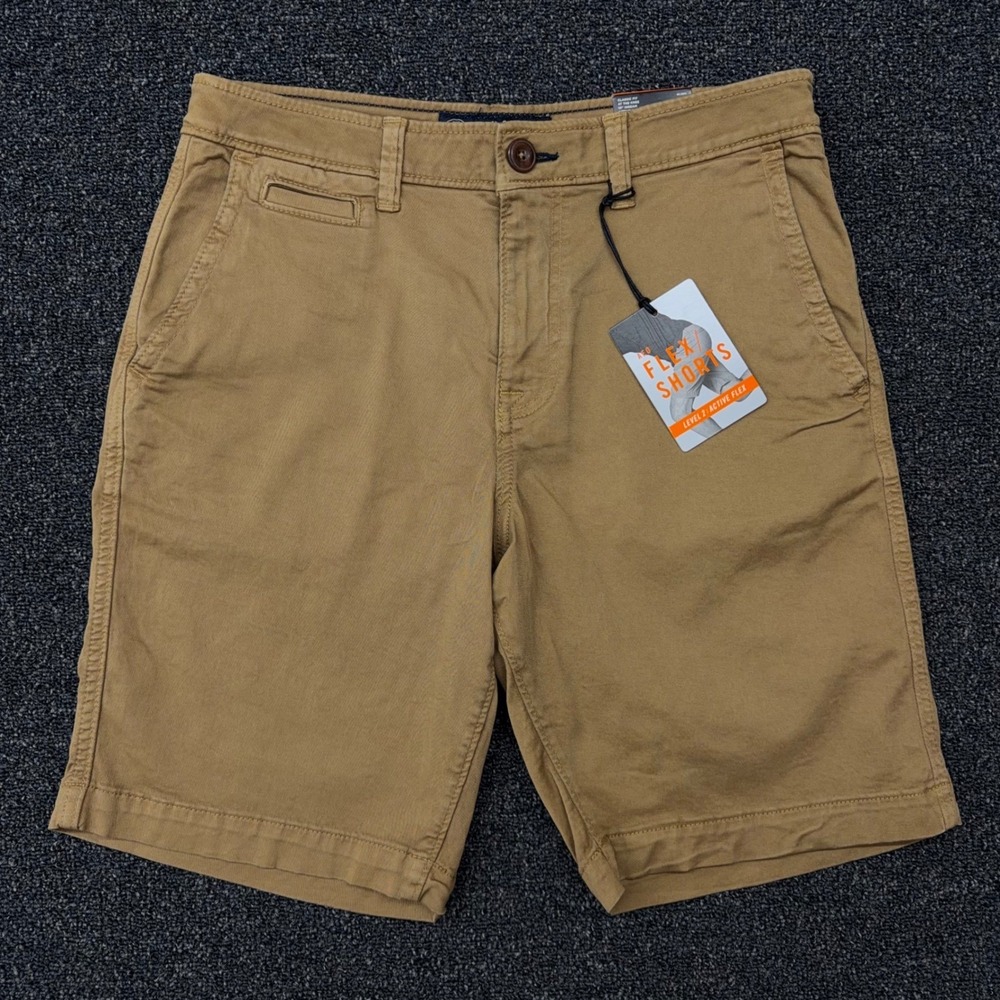 American Eagle Mens Classic Fit Flex Shorts Khaki Tan Size 31 New 10in Inseam